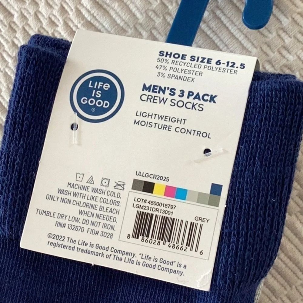 Life Is Good 3 Pair Men's Novelty Crew Sock With Cooler Drinks, Shoe Size 6-12.5